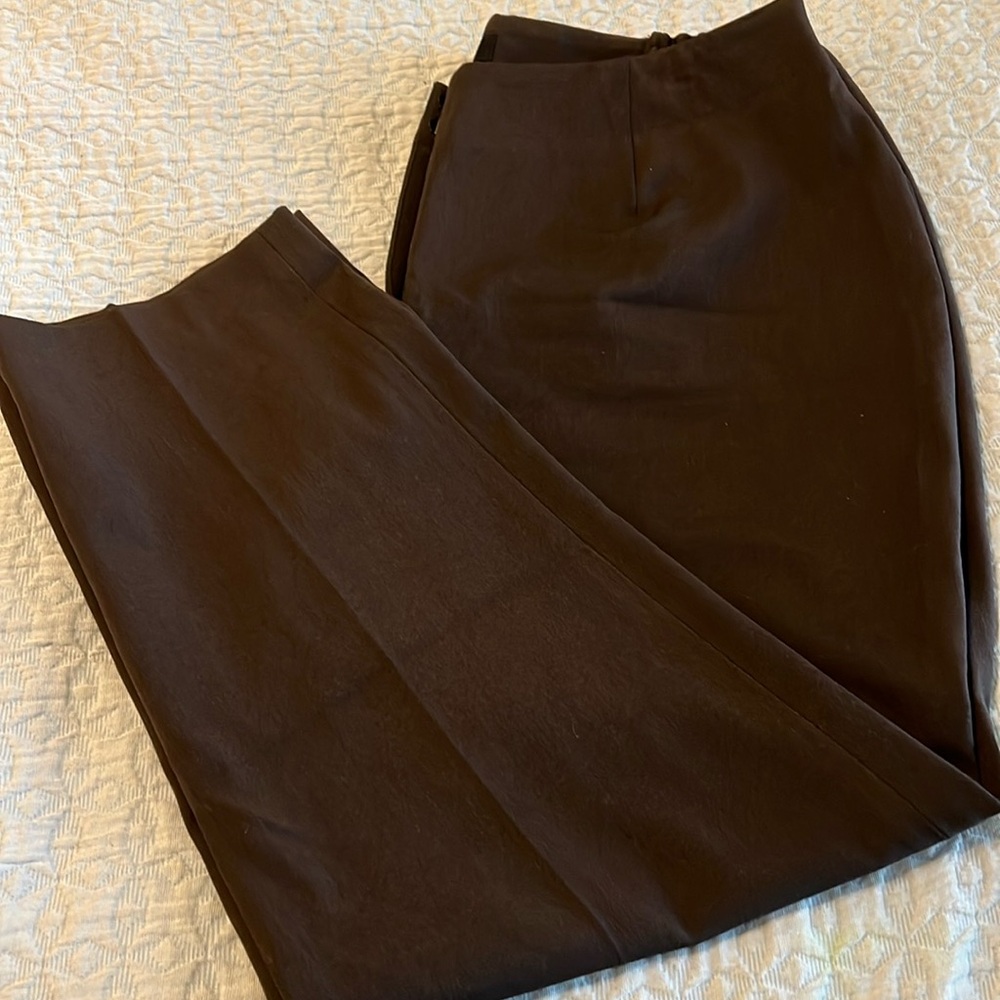 Talbots chocolate brown pants, sz 16 WP, petite easy wear waist and washable!